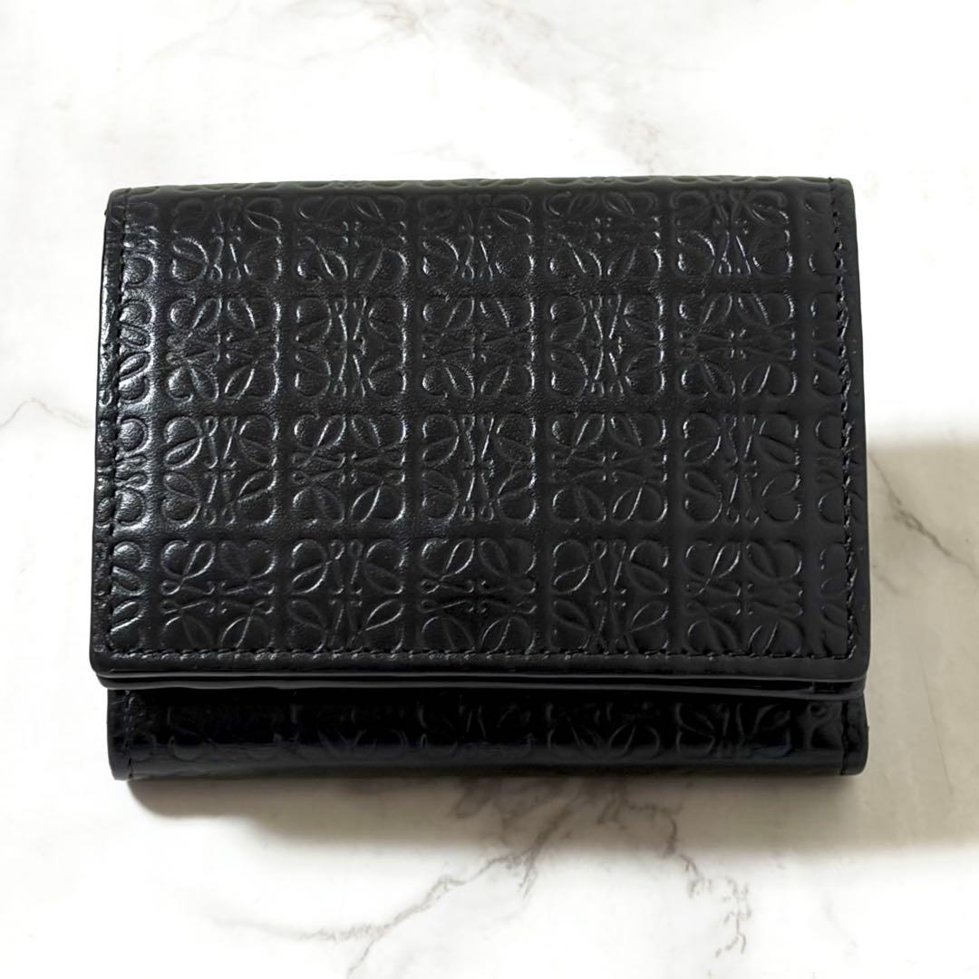 ✨美品✨LOEWE ロエベ リピートアナグラム トライフォールド ウォレット