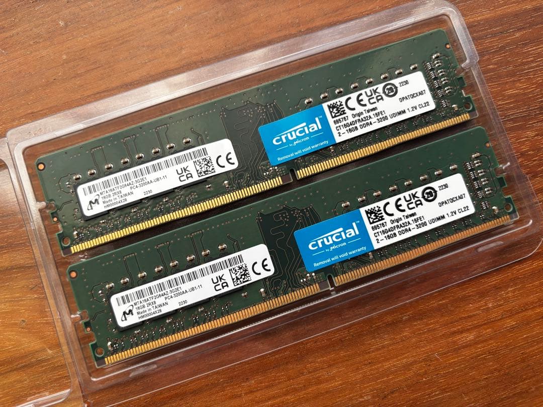 ​Crucial DDR4-3200 16GB×2枚 デスクトップPC用メモリ①