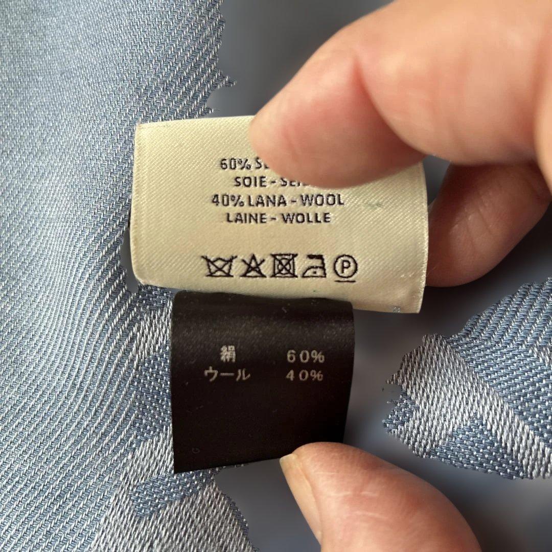 FENDI 大人気FFロゴ ストール ライトブルー絹60%.ウール40%
