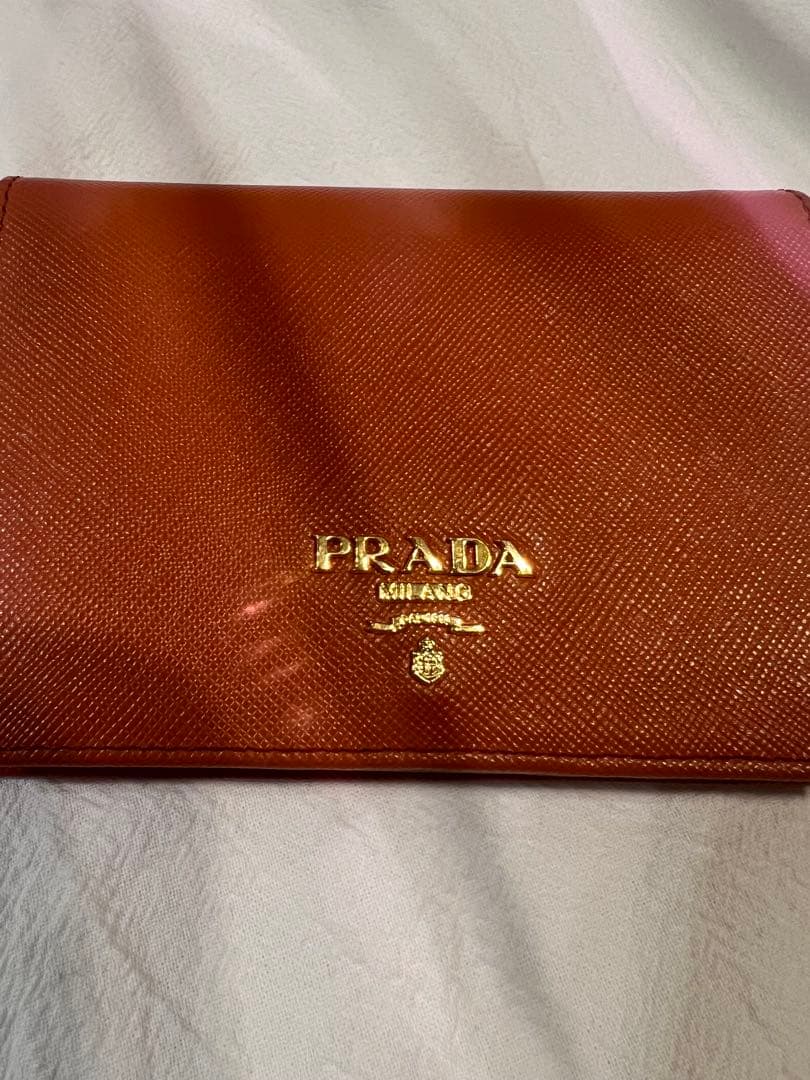 美品_PRADAお財布 オレンジ
