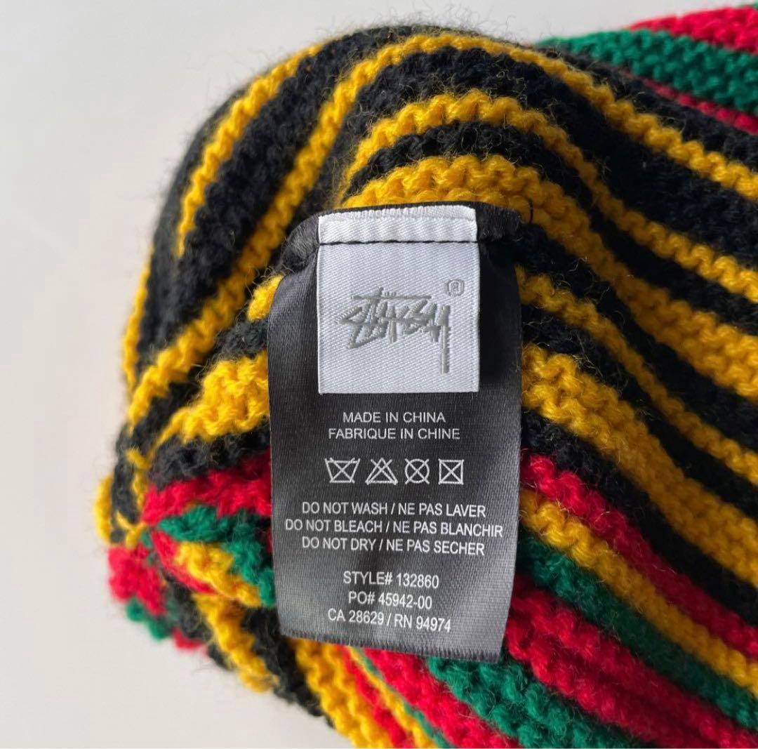 値下げ中早い者勝ち 希少stussy ラスタカラーニット帽