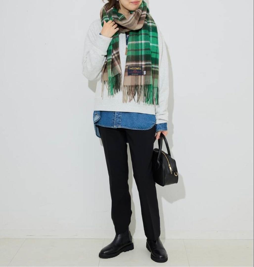美品 TWEEDMILL ツイードミル 大判ストール ラムウール マフラー