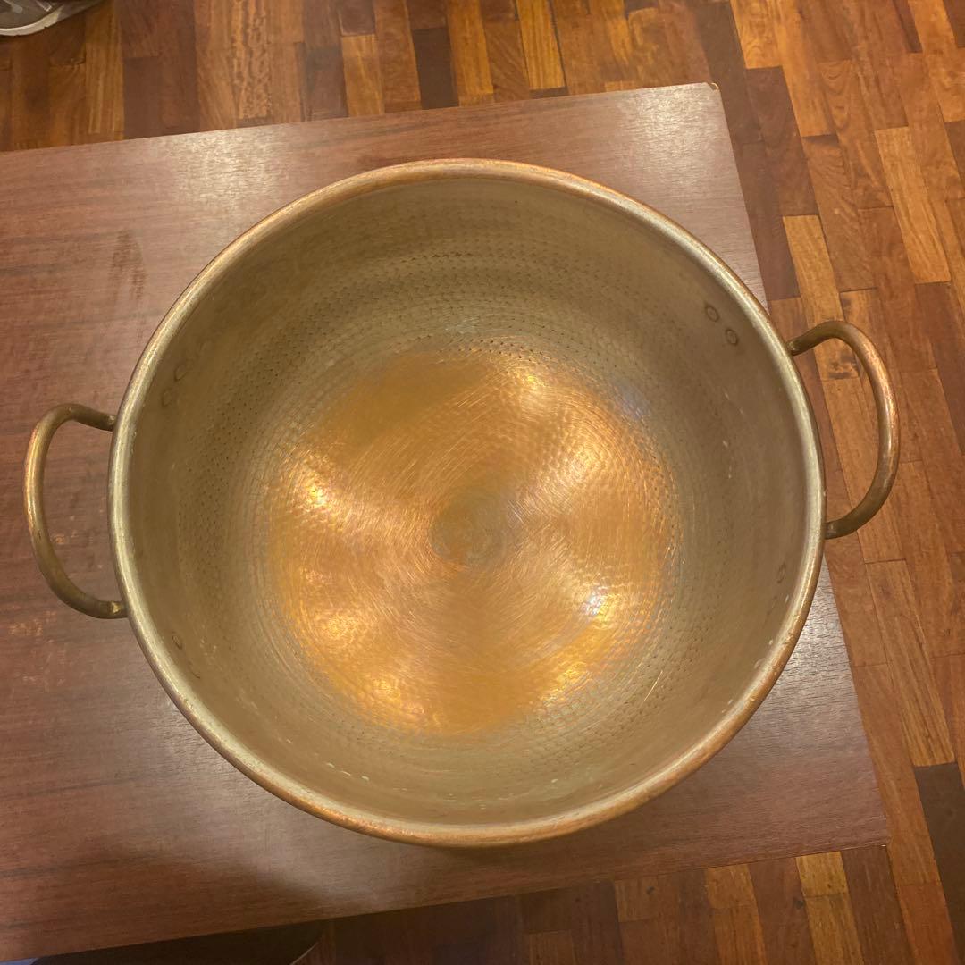 銅製ハンマード両手鍋 大