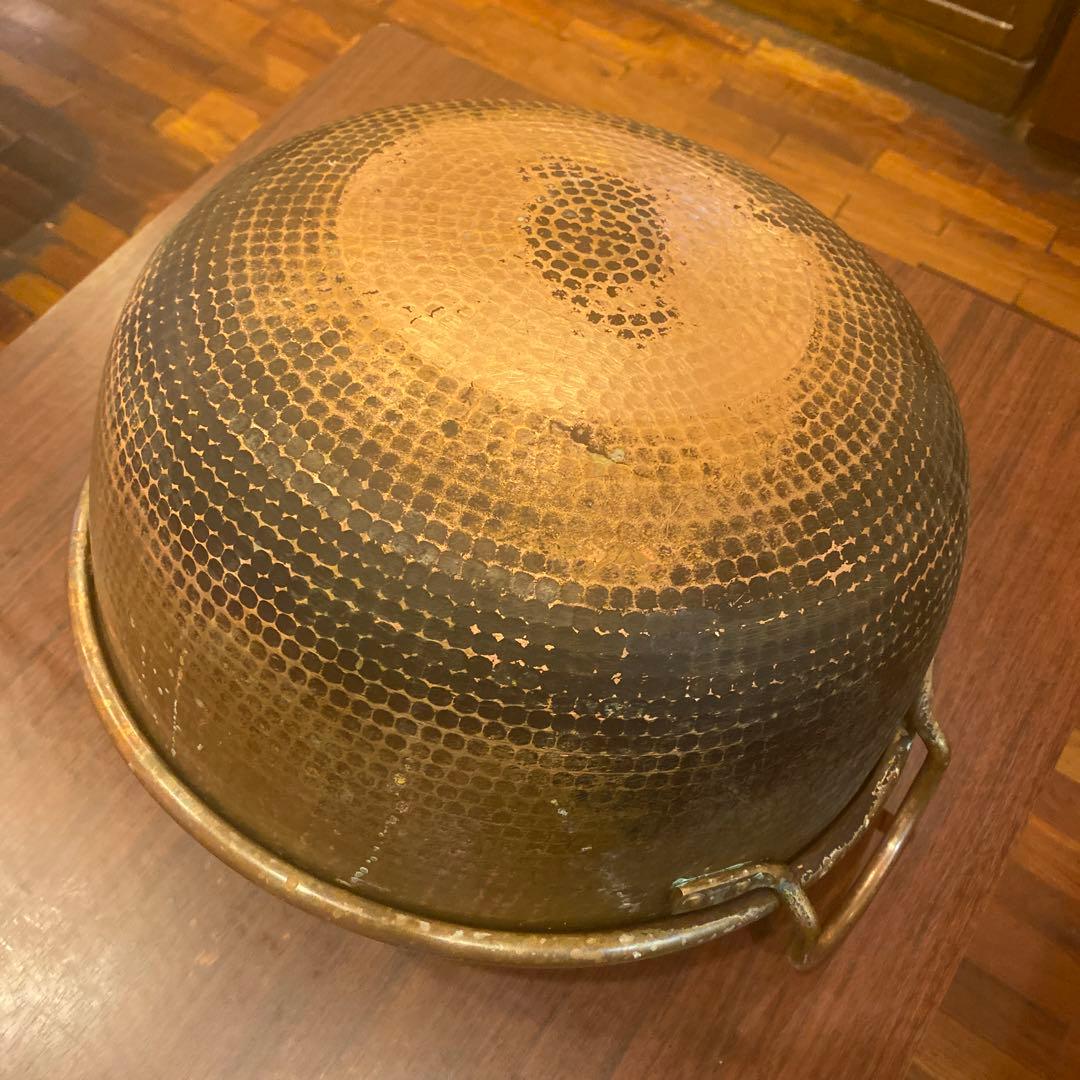 銅製ハンマード両手鍋 大