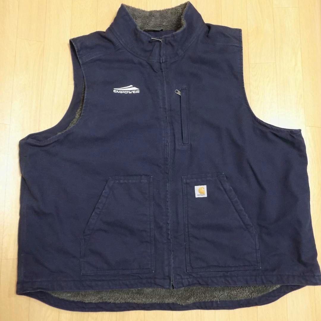 カーハート ダック ベスト 裏地ボア 企業系 アメカジ 3XL 特大 US古着