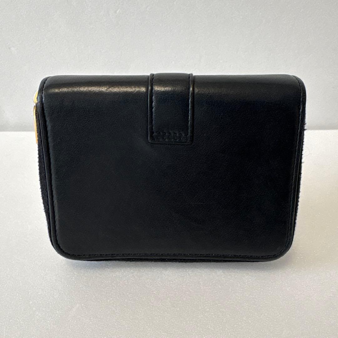 美品/現行✨サンローラン 二つ折り財布 カサンドラ ブラック レザー