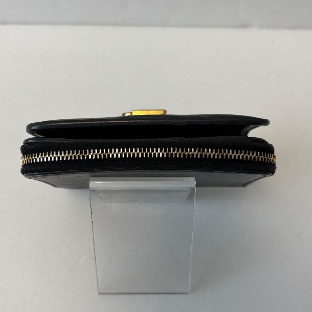 美品/現行✨サンローラン 二つ折り財布 カサンドラ ブラック レザー