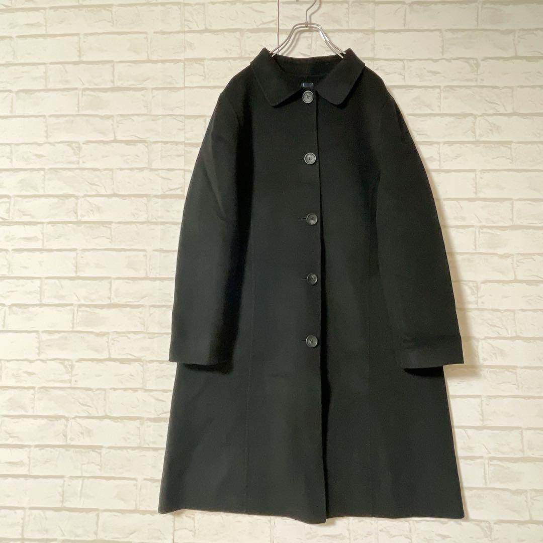 上品デザイン✨KEITH カシミヤ混ウールロングコート（48／L）黒 ゆったり