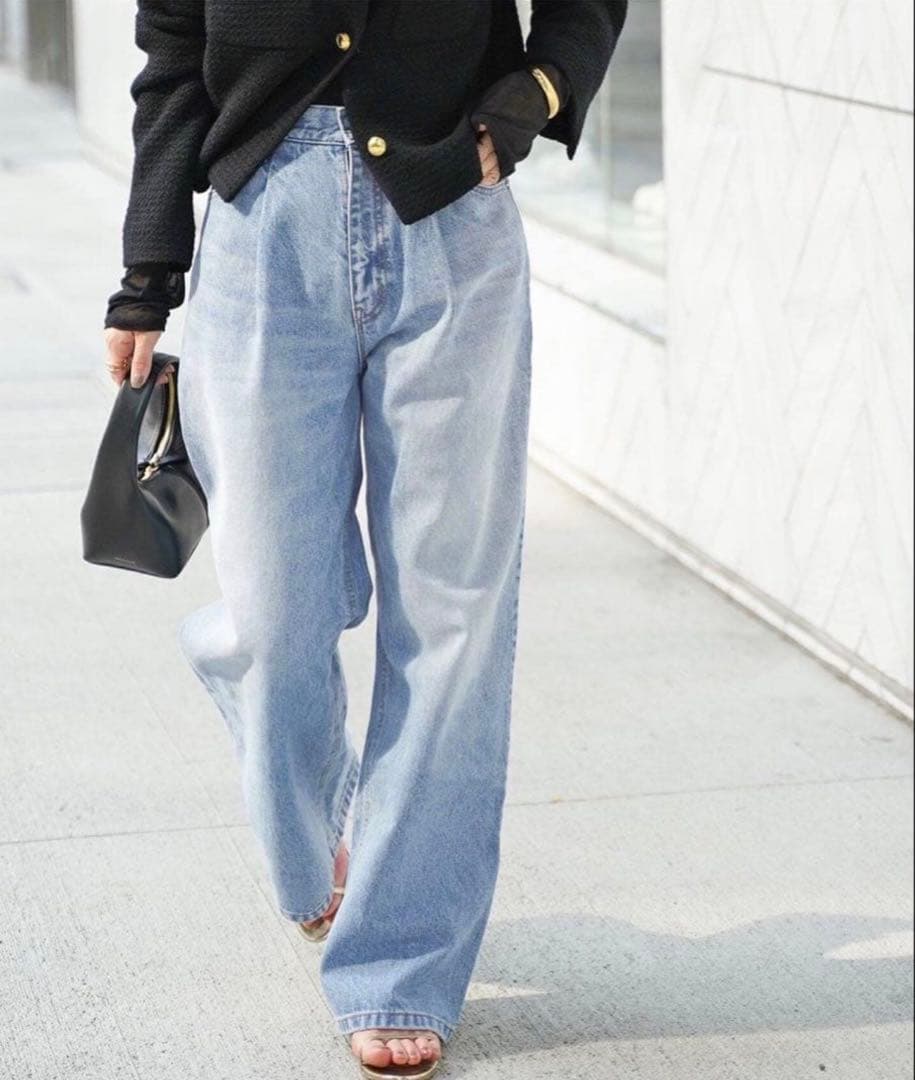 完売品❣️EVERYDAY I LIKE. タックバギーデニムパンツ ワイド　38