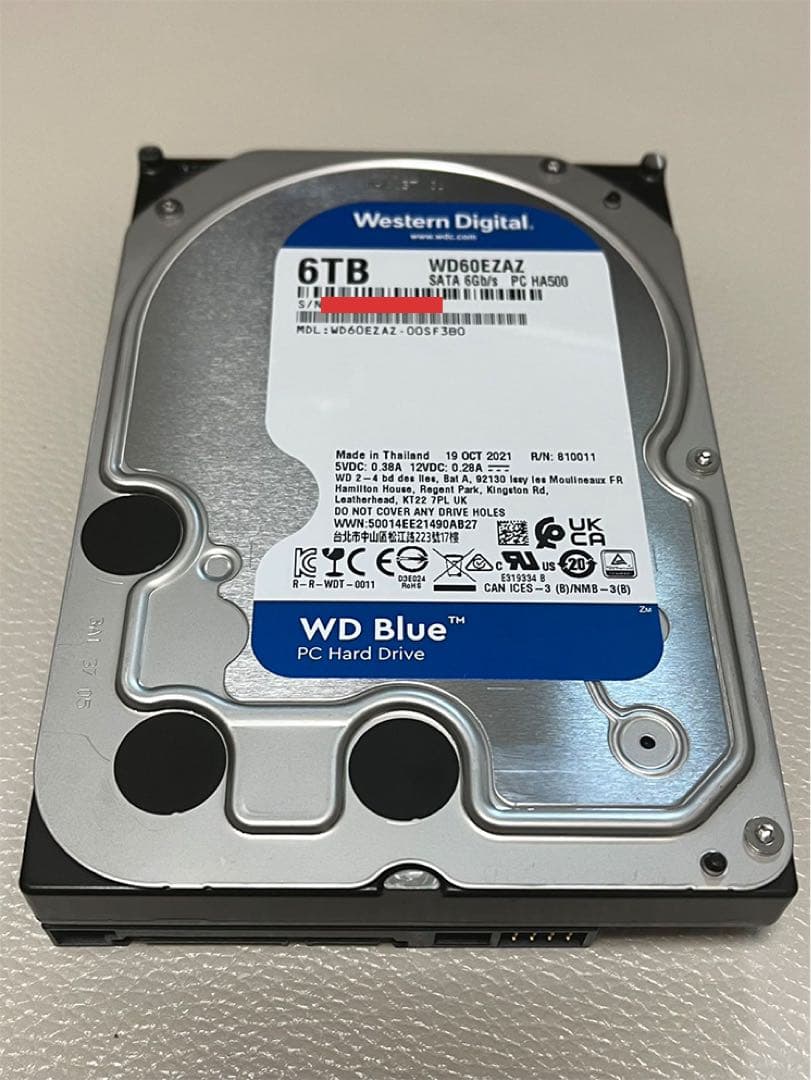 WD60EZAZ WD Blue 6TB HDD 11,343時間使用