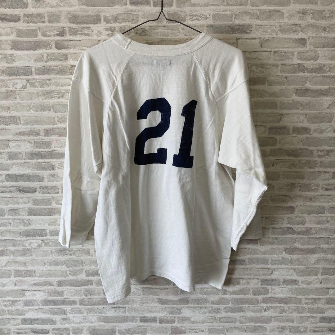 1-Dapper's フットボールシャツ　ダッパーズ　プリント　七分袖、ホワイト