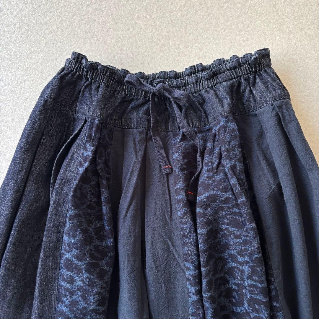【美品】TIGREBROCANTE 久留米絣　レオパード　デニムスカート　日本製
