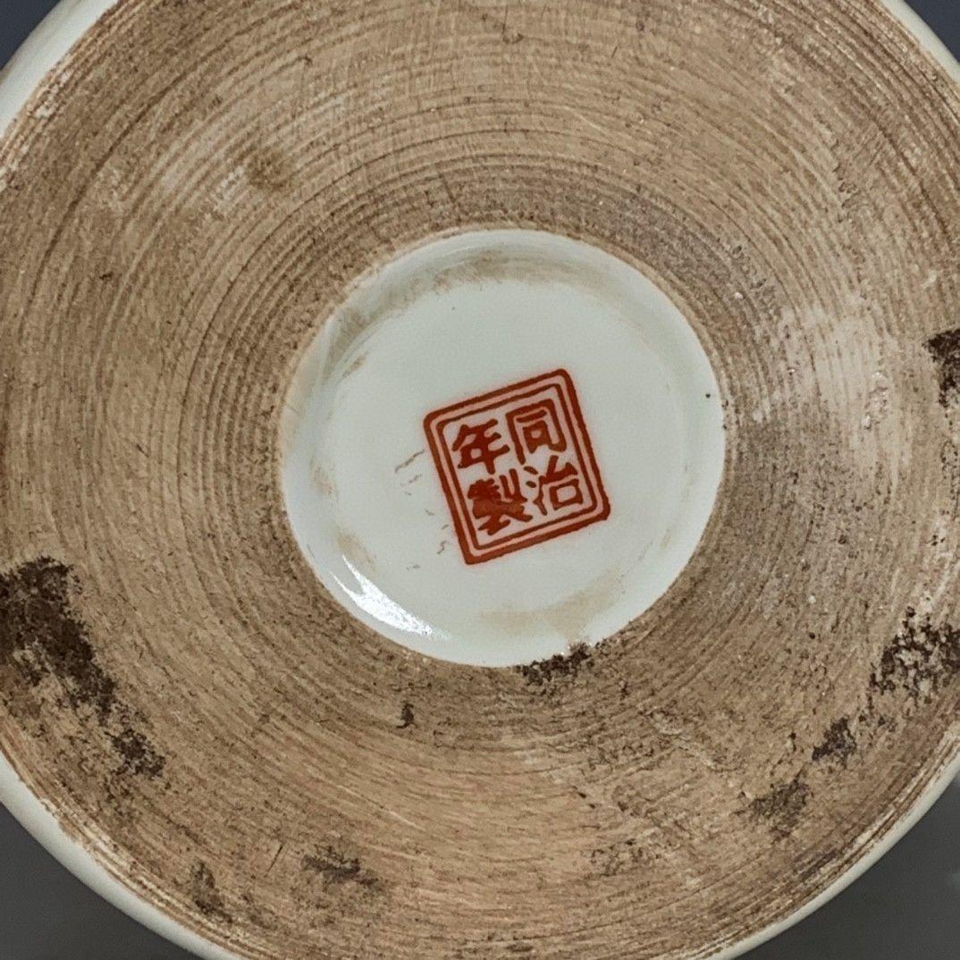 大清同治粉彩仙鶴図紋提梁壺 茶道具 工芸品 美術品 置物