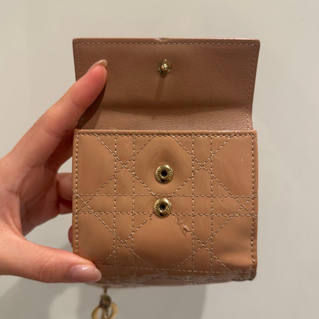 Dior 三つ折り財布　ピンクベージュ