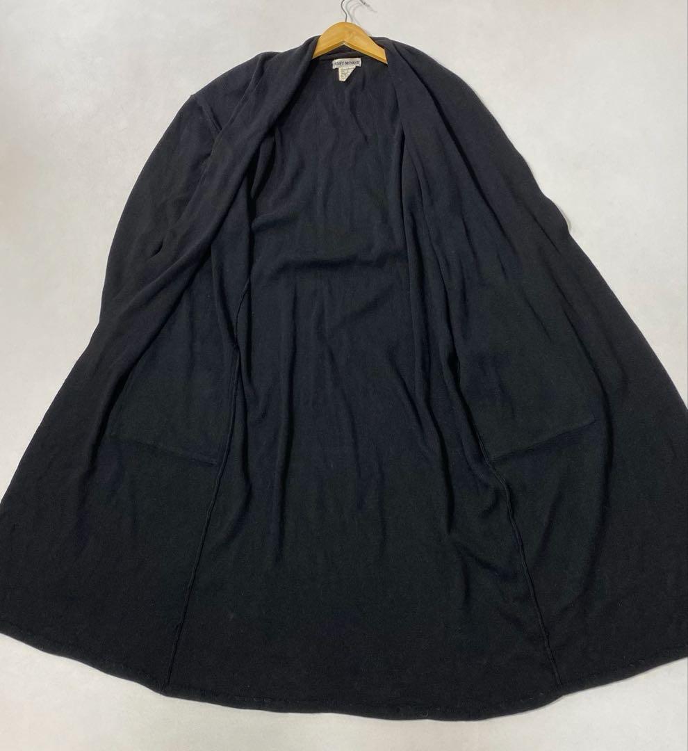 90s ISSEY MIYAKE ウールブレンド ロングニットカーディガン 黒