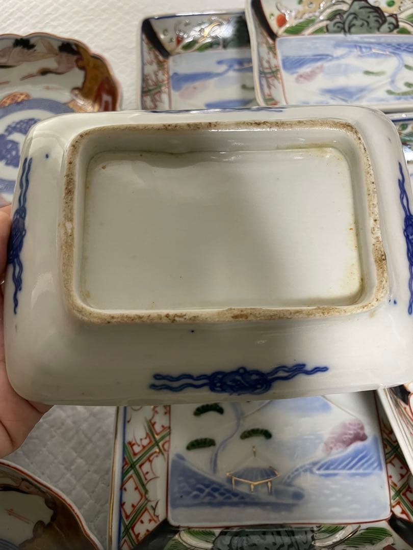 有田焼 伊万里焼 古伊万里 金彩 色絵 角皿　池盛皿