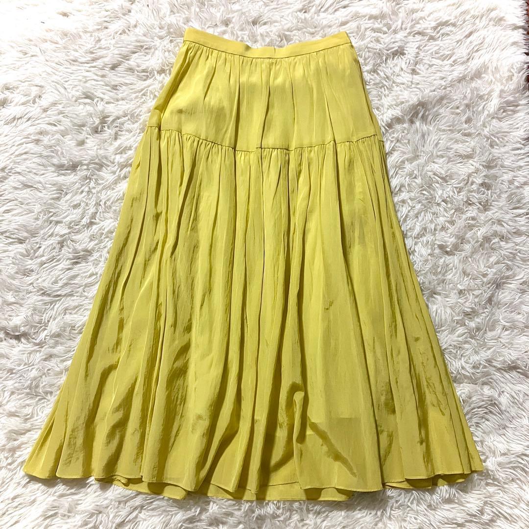 極美品✨【ANAYI 】フレアロングスカート トリアセ×綿 38 上品光沢マキシ
