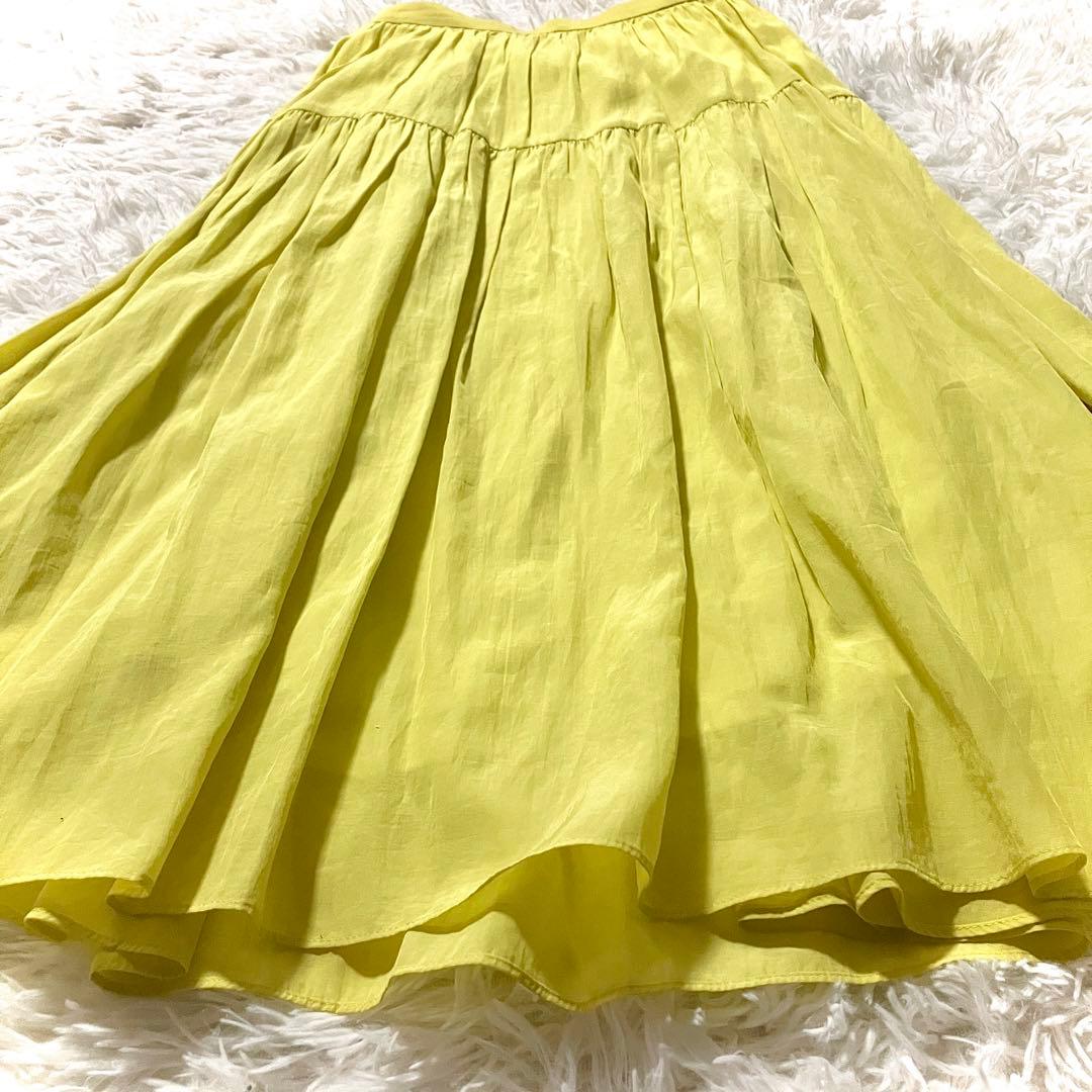 極美品✨【ANAYI 】フレアロングスカート トリアセ×綿 38 上品光沢マキシ