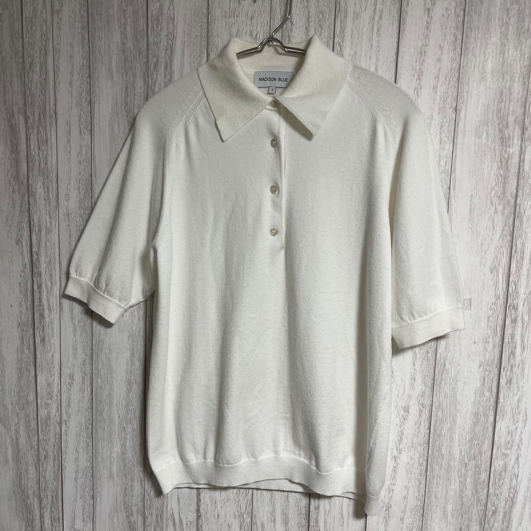 MICHIMADISONBLUEマディソンブルー 白 ニットポロシャツ