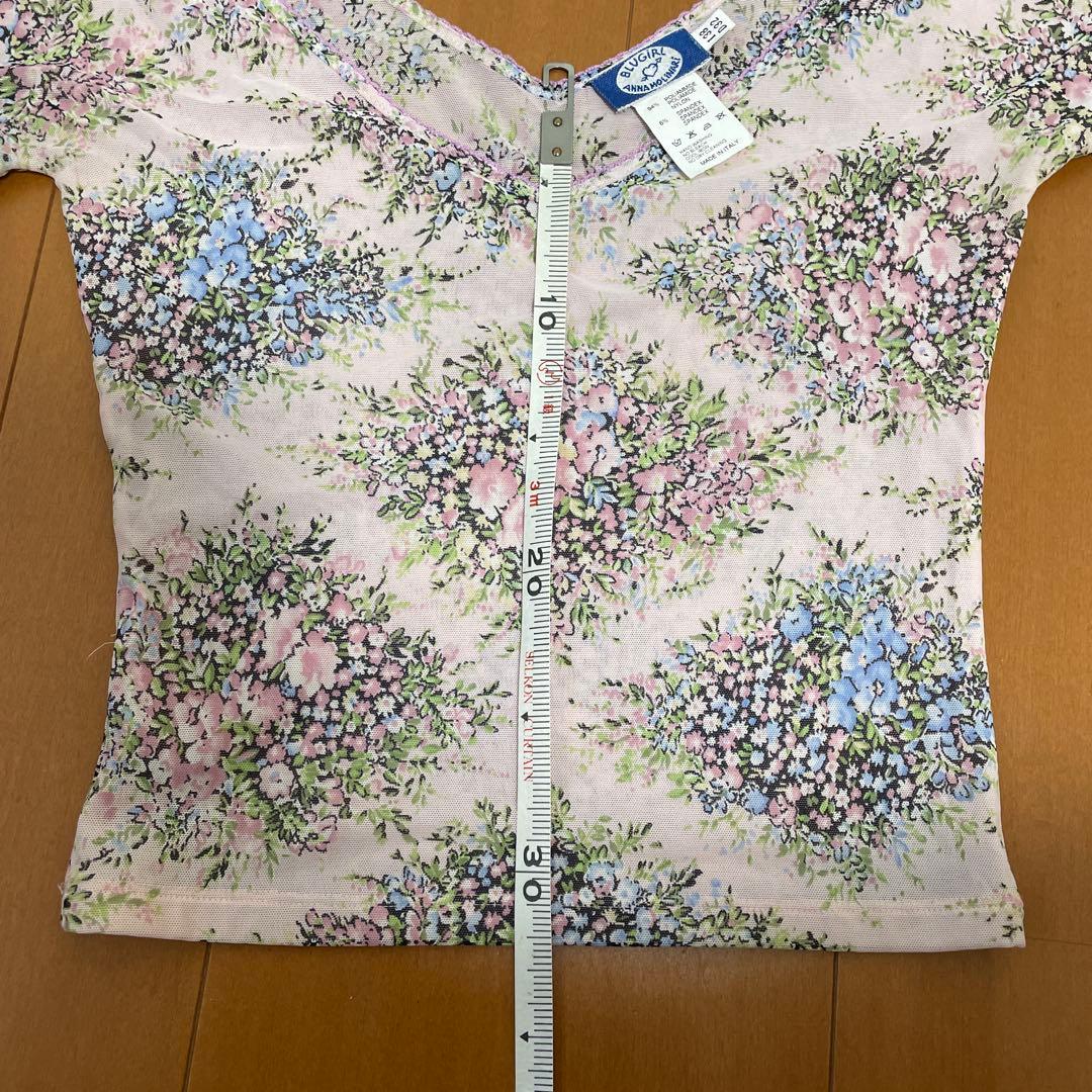 1990年代　美品　アンナモリナーリBLUGIRL 花柄 メッシュトップスD32