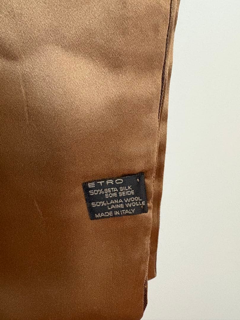リバーシブルETRO(エトロ)ウール&シルクストール　マフラー　ブラウン系