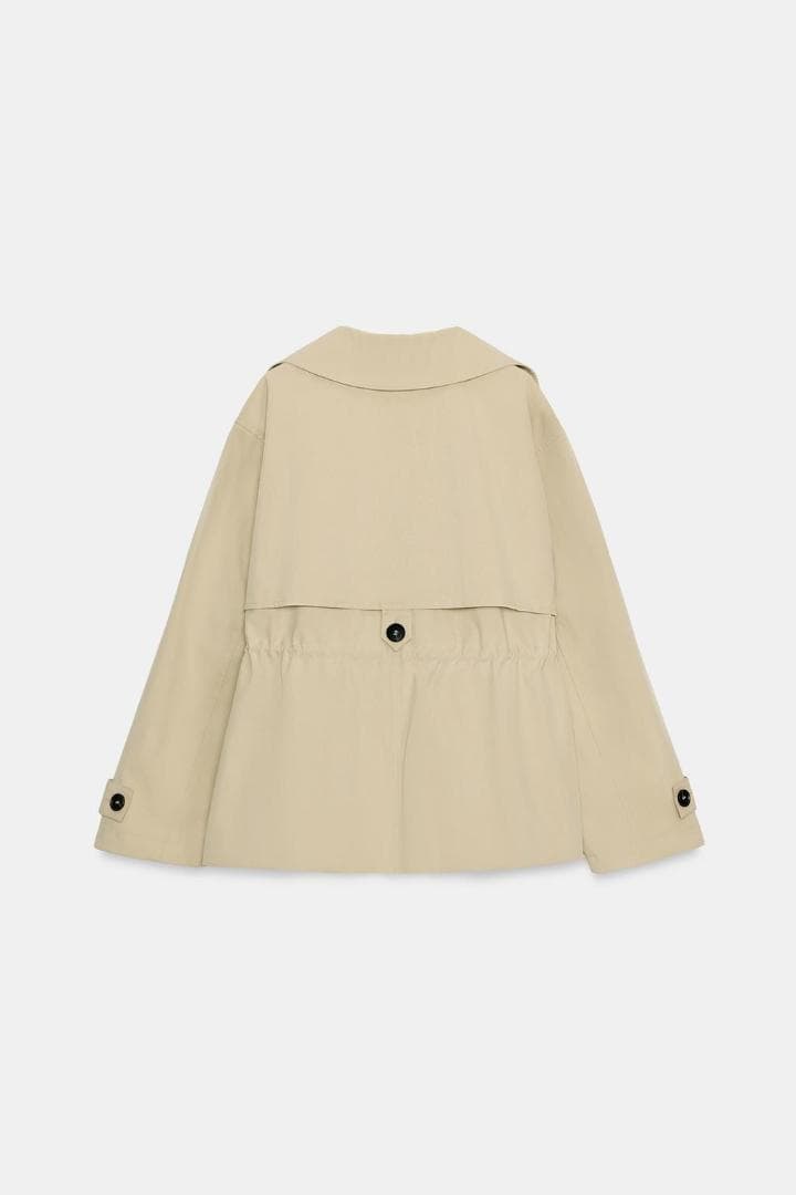 新品 ZARA 調節可能なウエスト ショートトレンチコート 色 XS