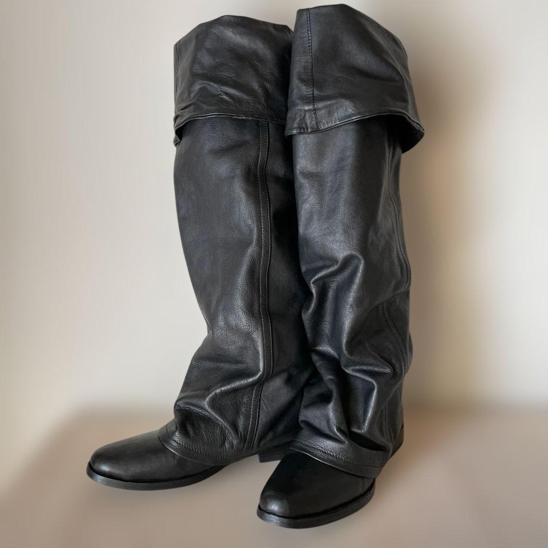 超希少　ZUCCA ズッカ ナウシカブーツ ロングブーツ 黒 レザー　ニーハイ