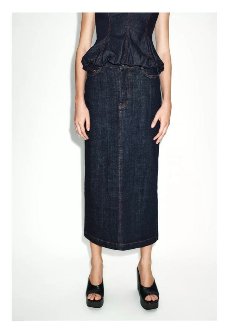 完売品⭐︎ZARA Z1975 ミディ丈デニムスカート L ブルー スリット