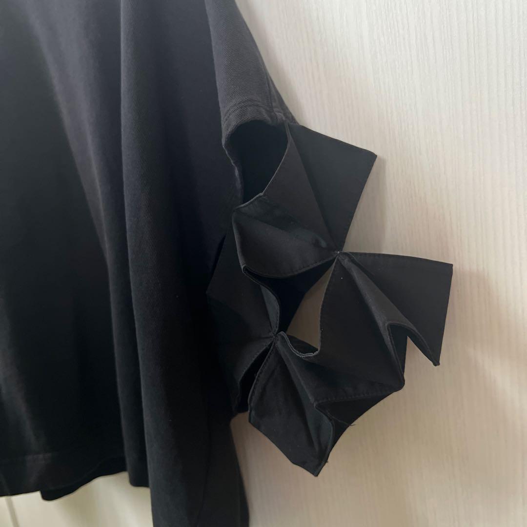 Y-3 ブラック 折紙フリル付きTシャツ フリーサイズ