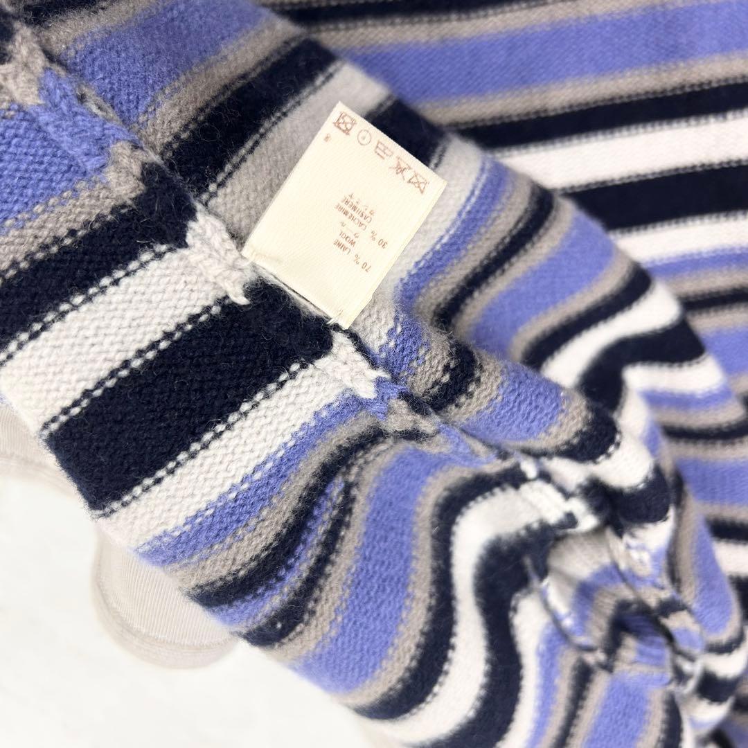LOUIS VUITTON カーディガン リボン カシミヤ混 ボーダー M