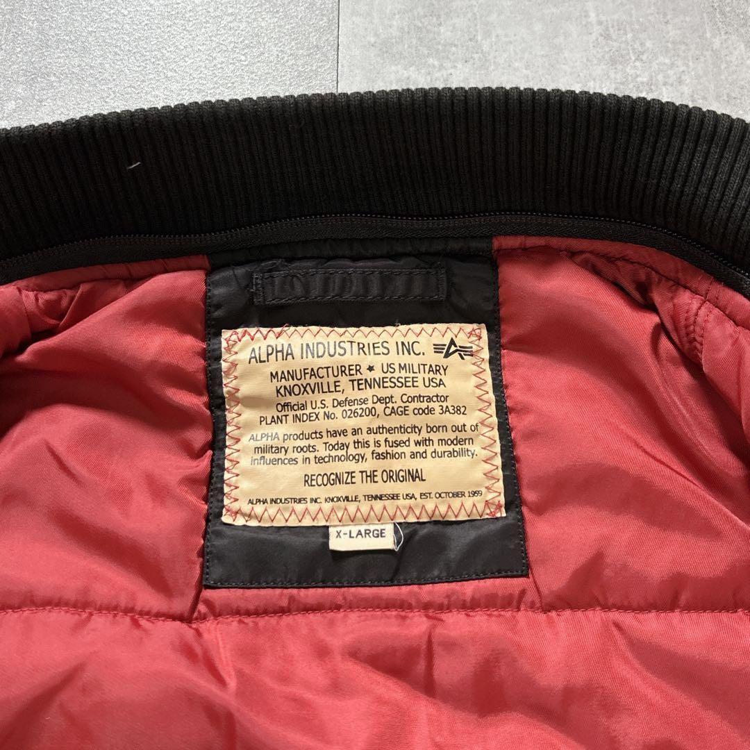 【美品】希少 ALPHA MA-1 TA0114 XL 黒 刺繍 ワッペン 短丈