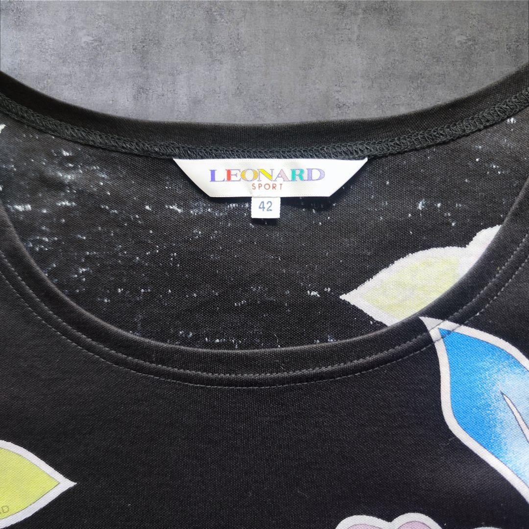 【未使用級】LEONARD レオナール 花柄 半袖Tシャツ ブラック黒 42XL
