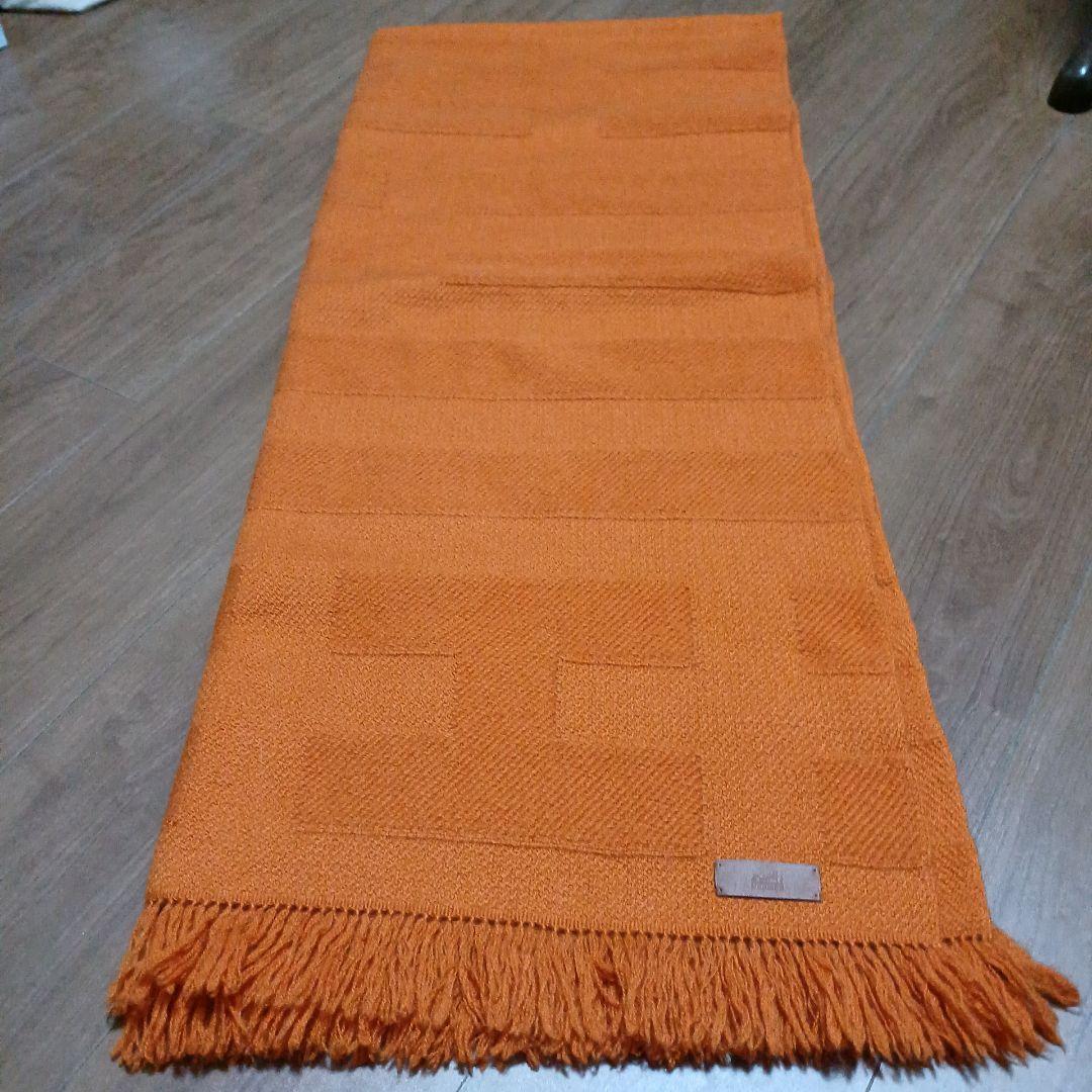 13　エルメス　大判　ストール　72×180　オレンジ　マフラー　ショール