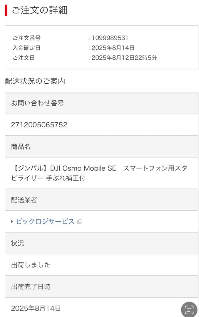 【ほぼ新品】DJI Osmo Mobile SE