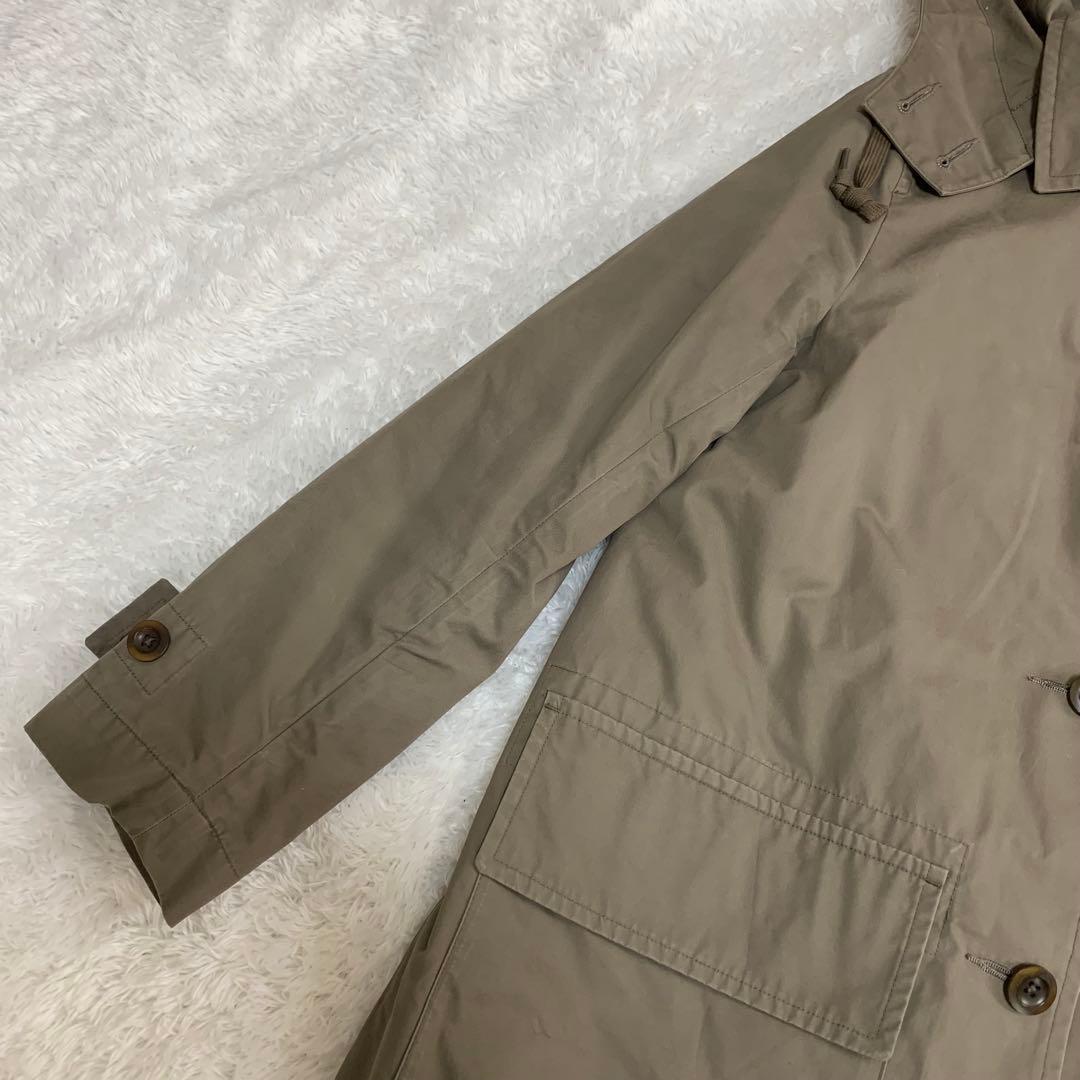美品 MHL. 中綿ライナー付き ステンカラーコート カーキ フード付き