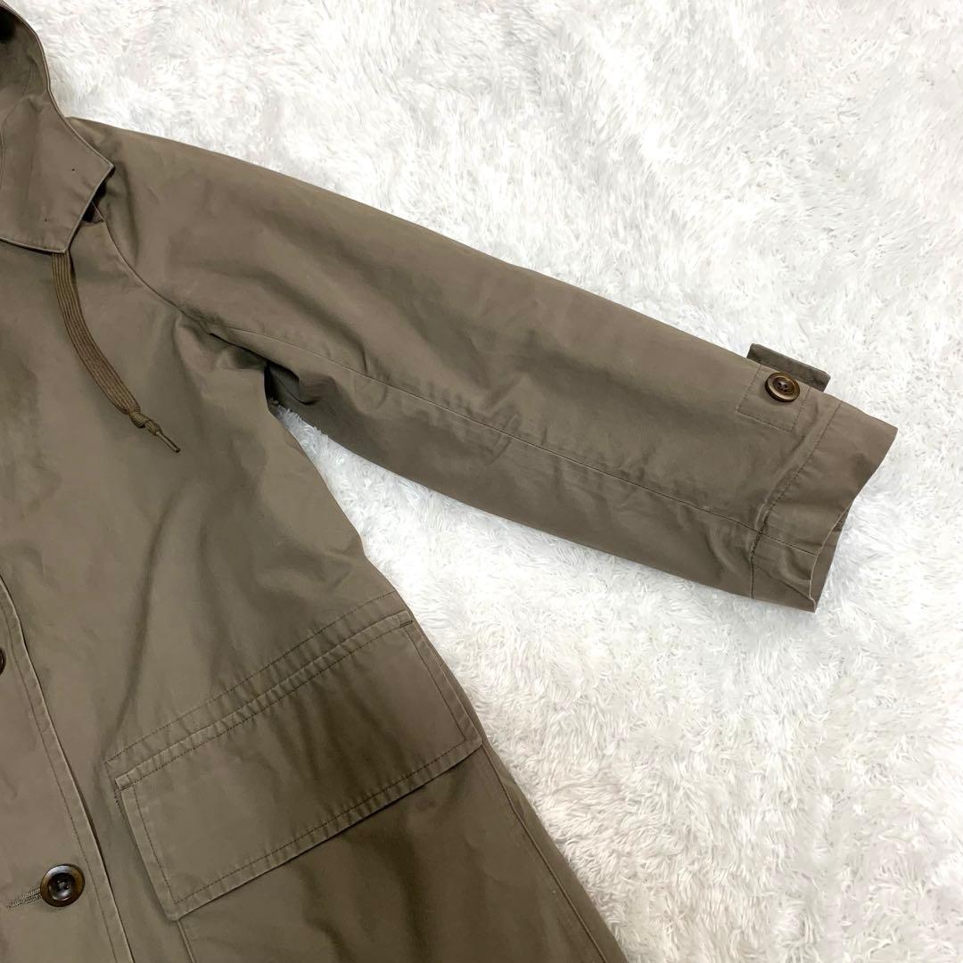 美品 MHL. 中綿ライナー付き ステンカラーコート カーキ フード付き