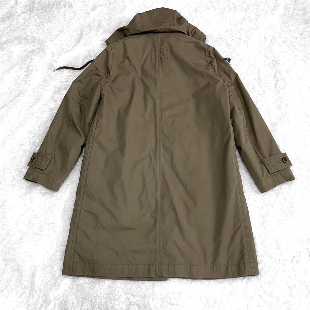 美品 MHL. 中綿ライナー付き ステンカラーコート カーキ フード付き