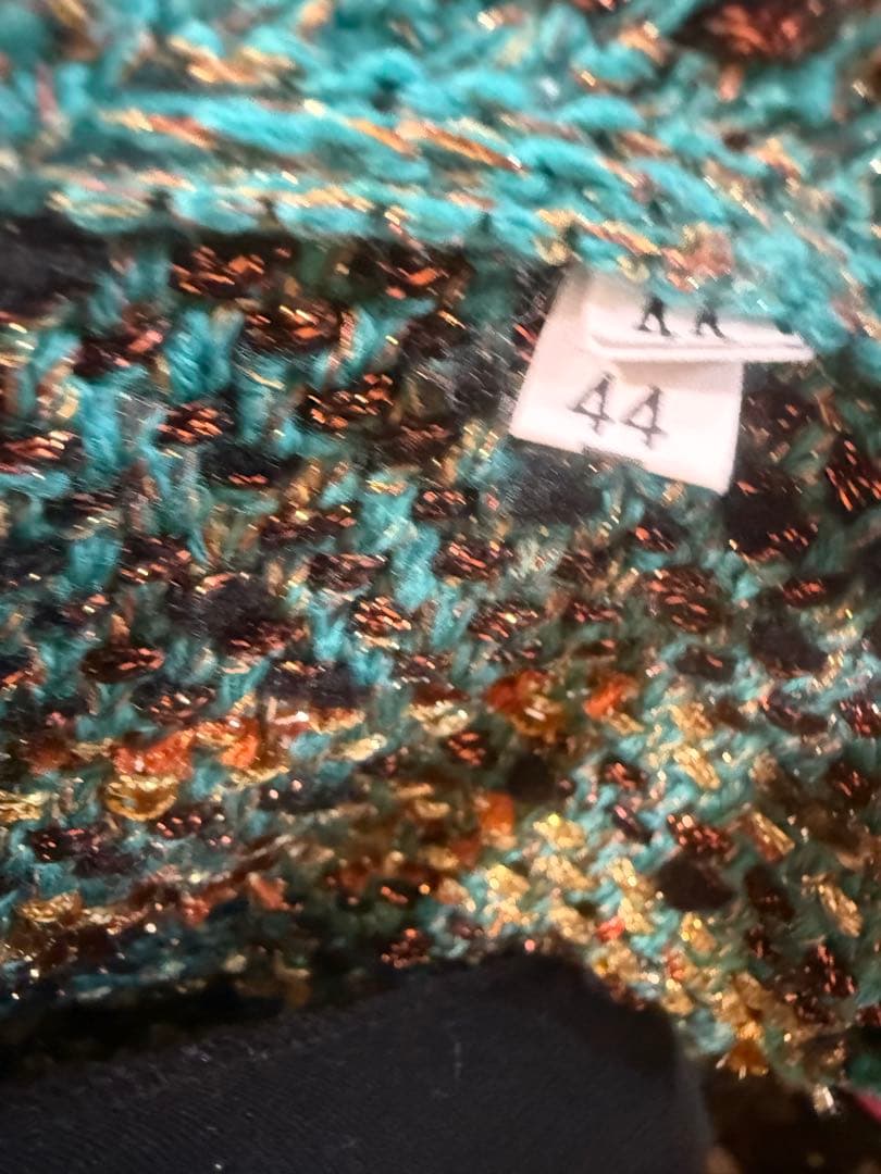 値下げ大きいサイズMissoniミッソーニターコイズブルー編みカーディガン44