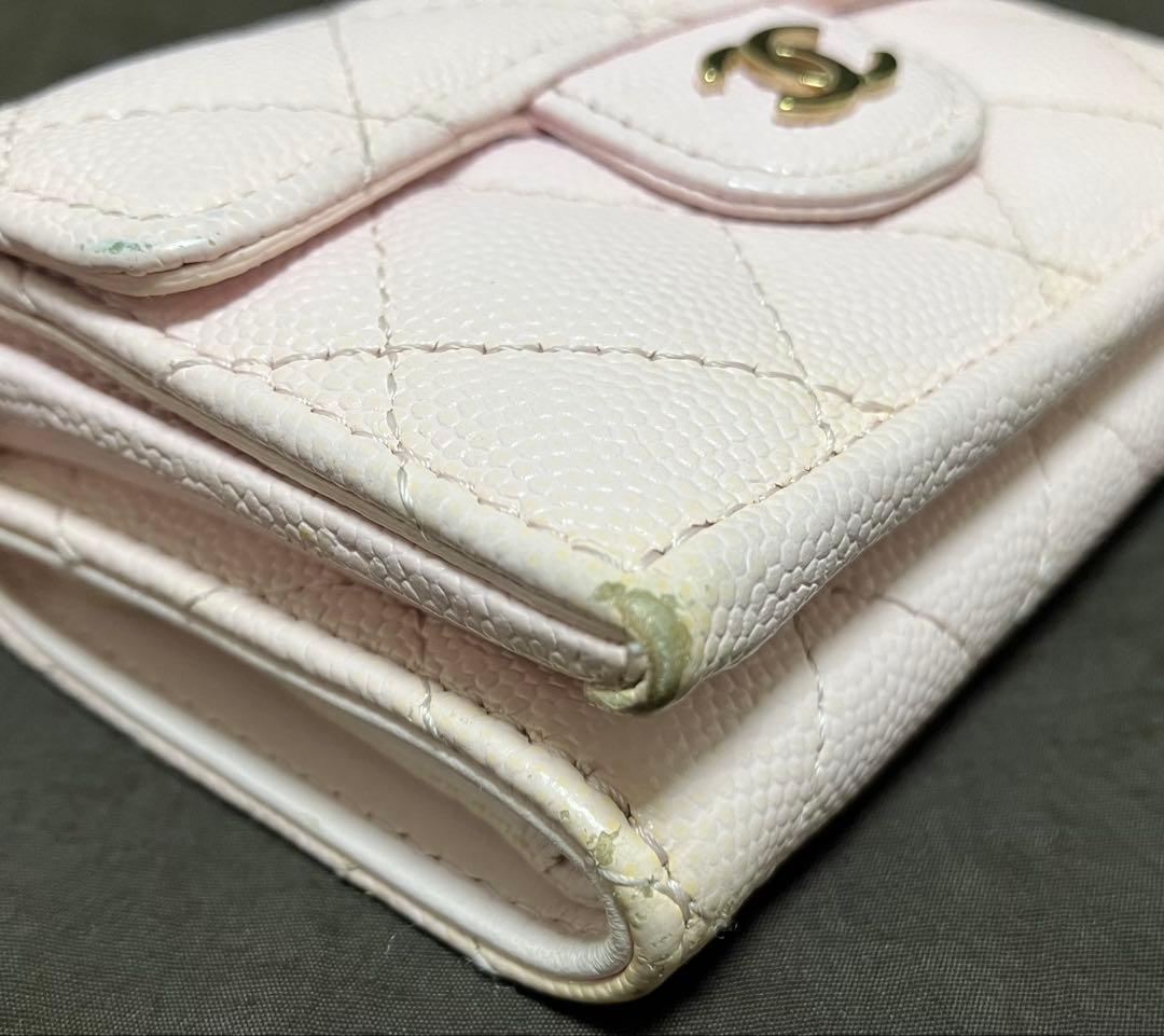【正規品】CHANEL マトラッセ　キャビアスキン　財布　シャネル　ピンク