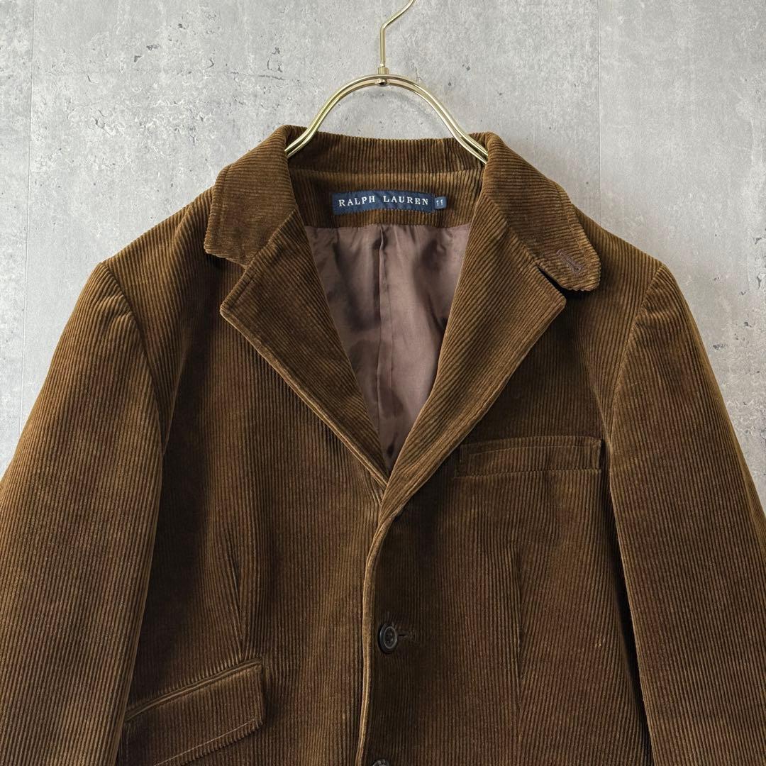 ラルフローレン コーデュロイジャケット エルボーパッチ 羊革 茶 11 L 美品