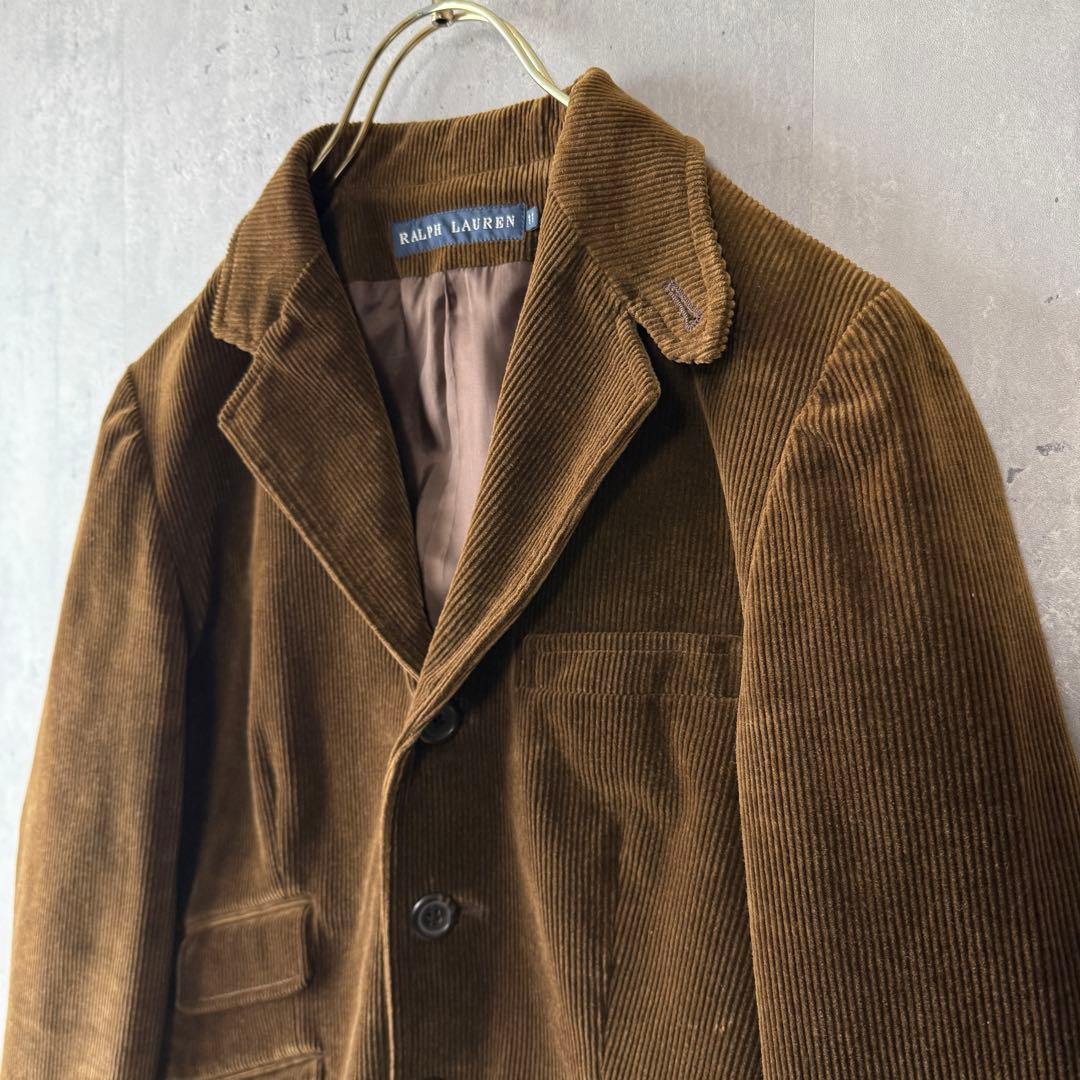 ラルフローレン コーデュロイジャケット エルボーパッチ 羊革 茶 11 L 美品