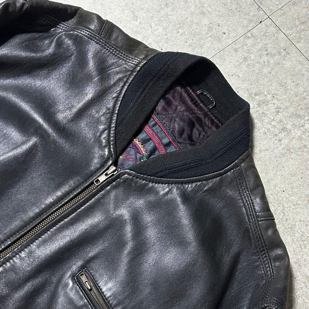 ASHVILLE 羊革 レザー ライダース MA1 黒