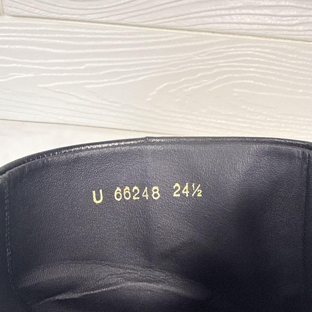 【美品】ダイアナ スクエアトゥ ショートブーツ 黒 チャンキーヒール24.5