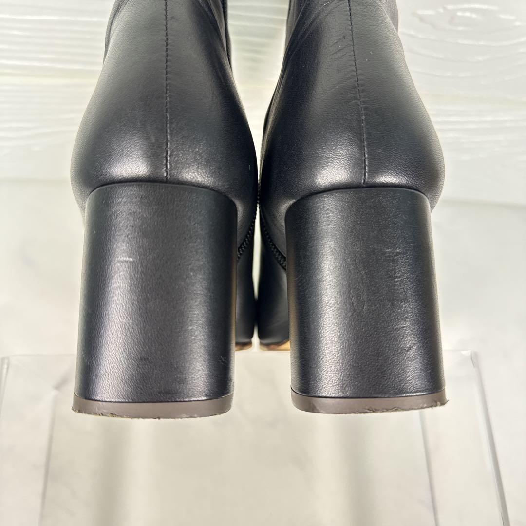 【美品】ダイアナ スクエアトゥ ショートブーツ 黒 チャンキーヒール24.5
