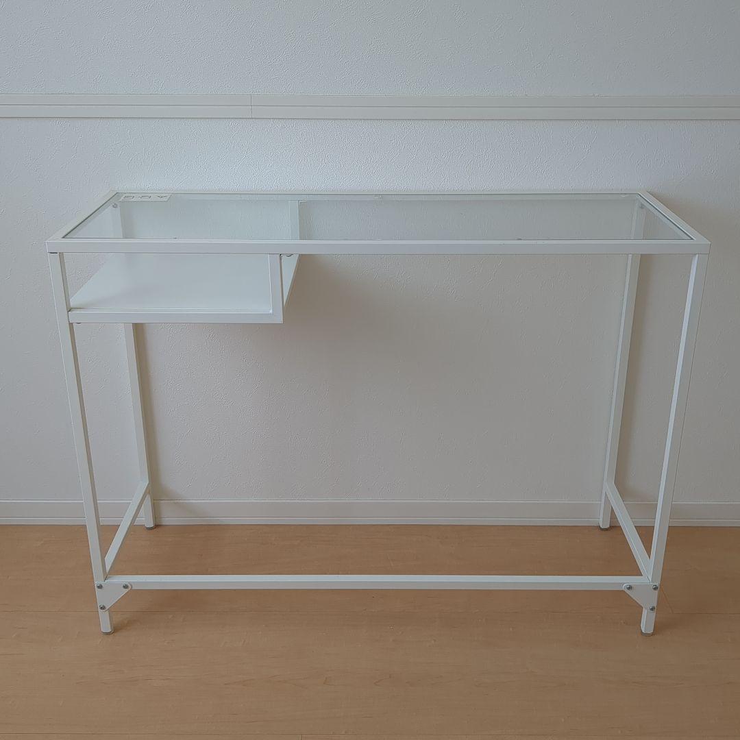 IKEA VITTSJO ラップトップテーブル ホワイト ガラステーブル 机