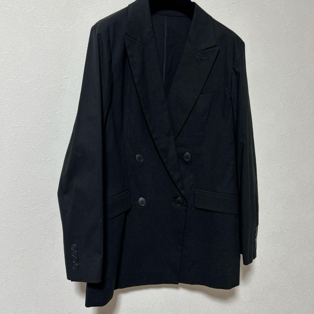 美品 23区 コットンリネンストレッチダブルブレスト ジャケット