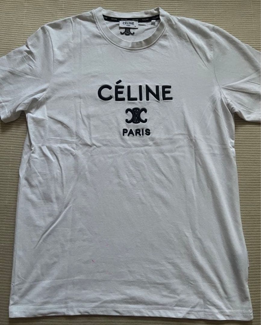 CÉLINE ホワイト Tシャツ ロゴ 半袖Tシャツ 背面 刺繍 セリーヌP専用