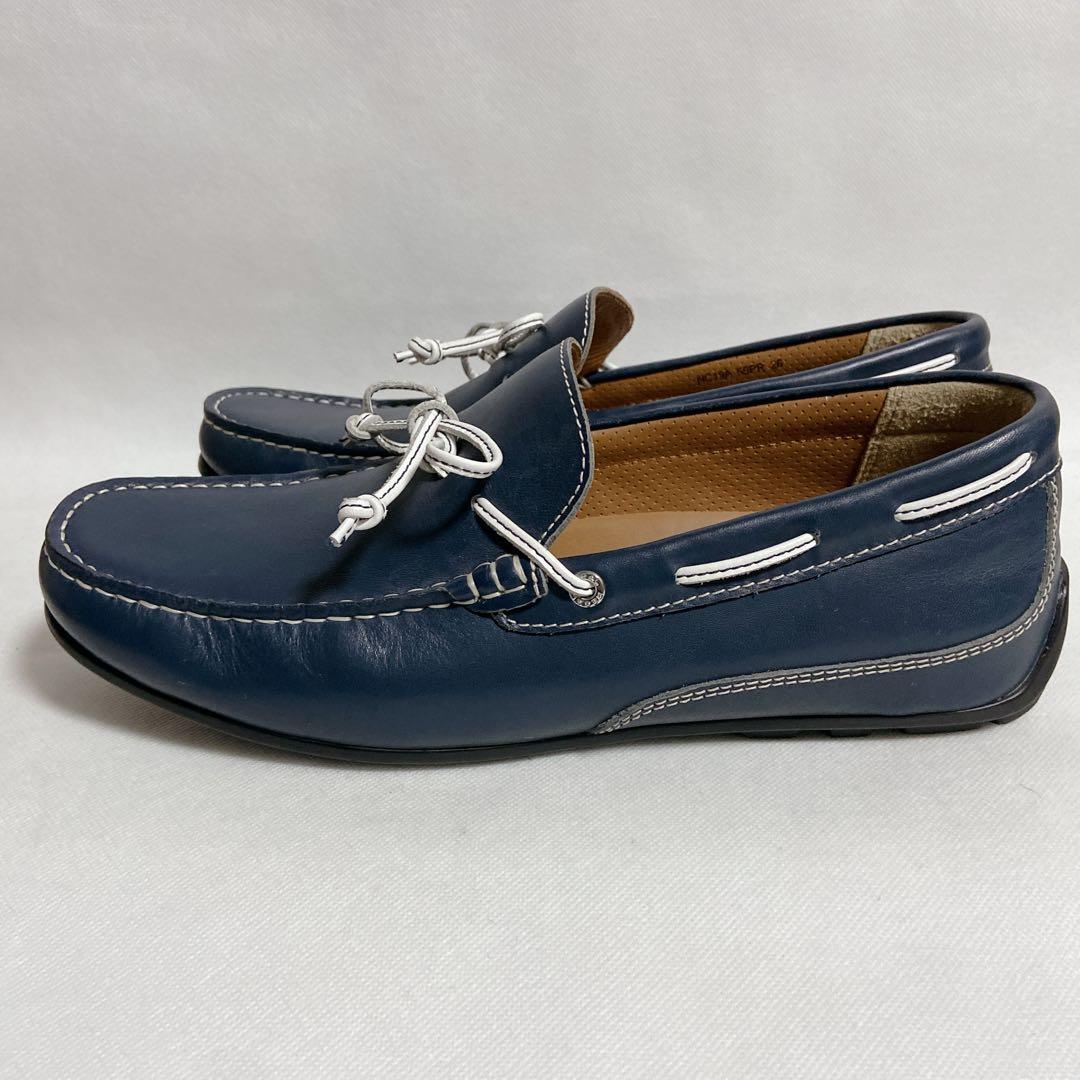 【極美品】REGAL ドライビングシューズ リボン スリッポン 本革靴ブルー26
