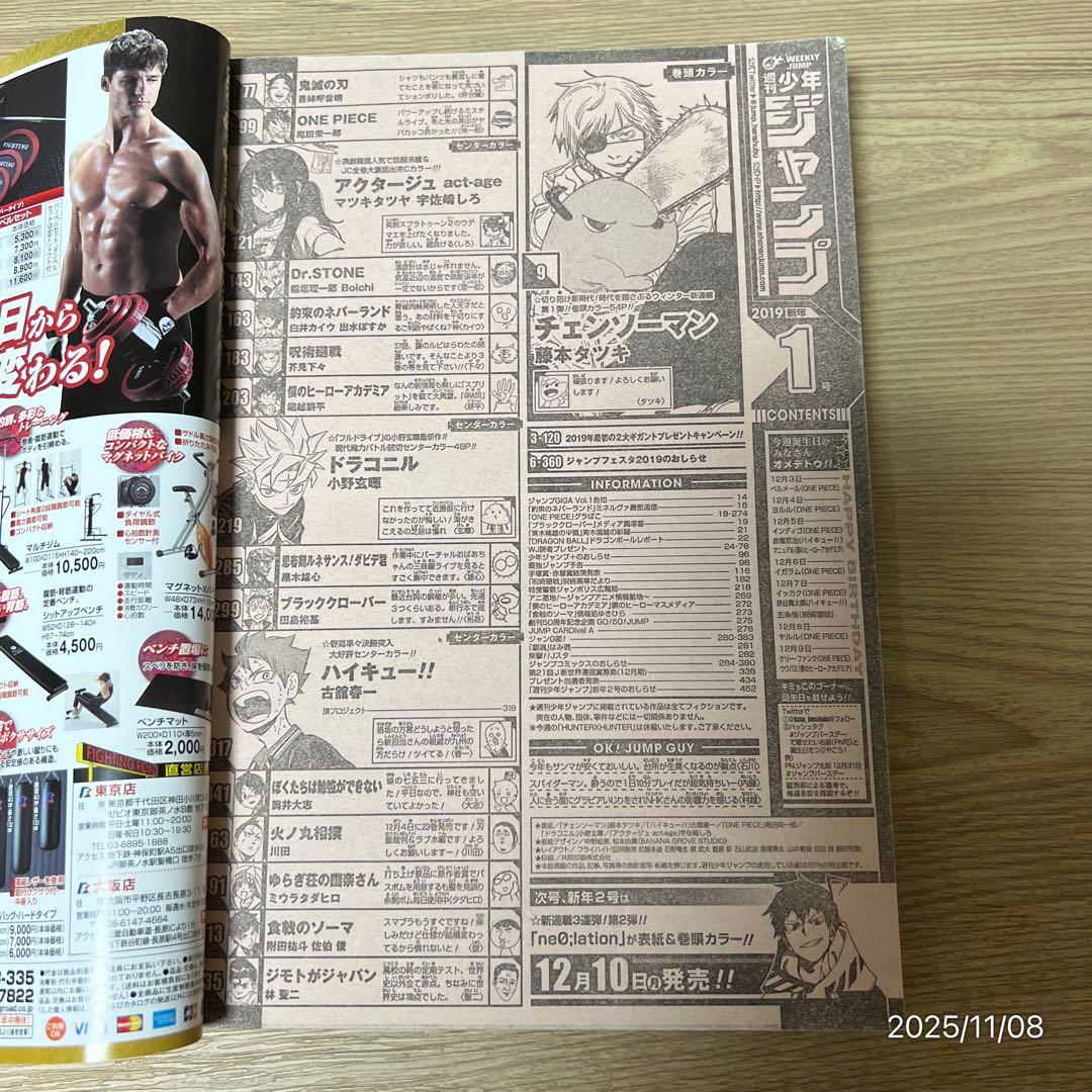 【美品】週刊少年ジャンプ　2019年1号 チェンソーマン　新連載　巻頭カラー