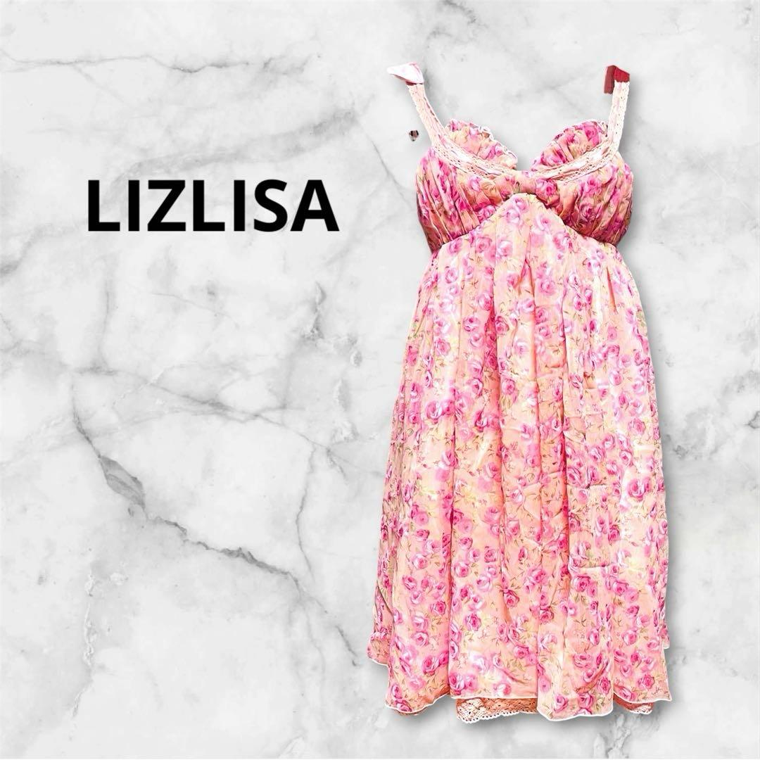 LIZ LISA ヴェント時代 ローズ柄キャミワンピース ギャザー 姫系 00s